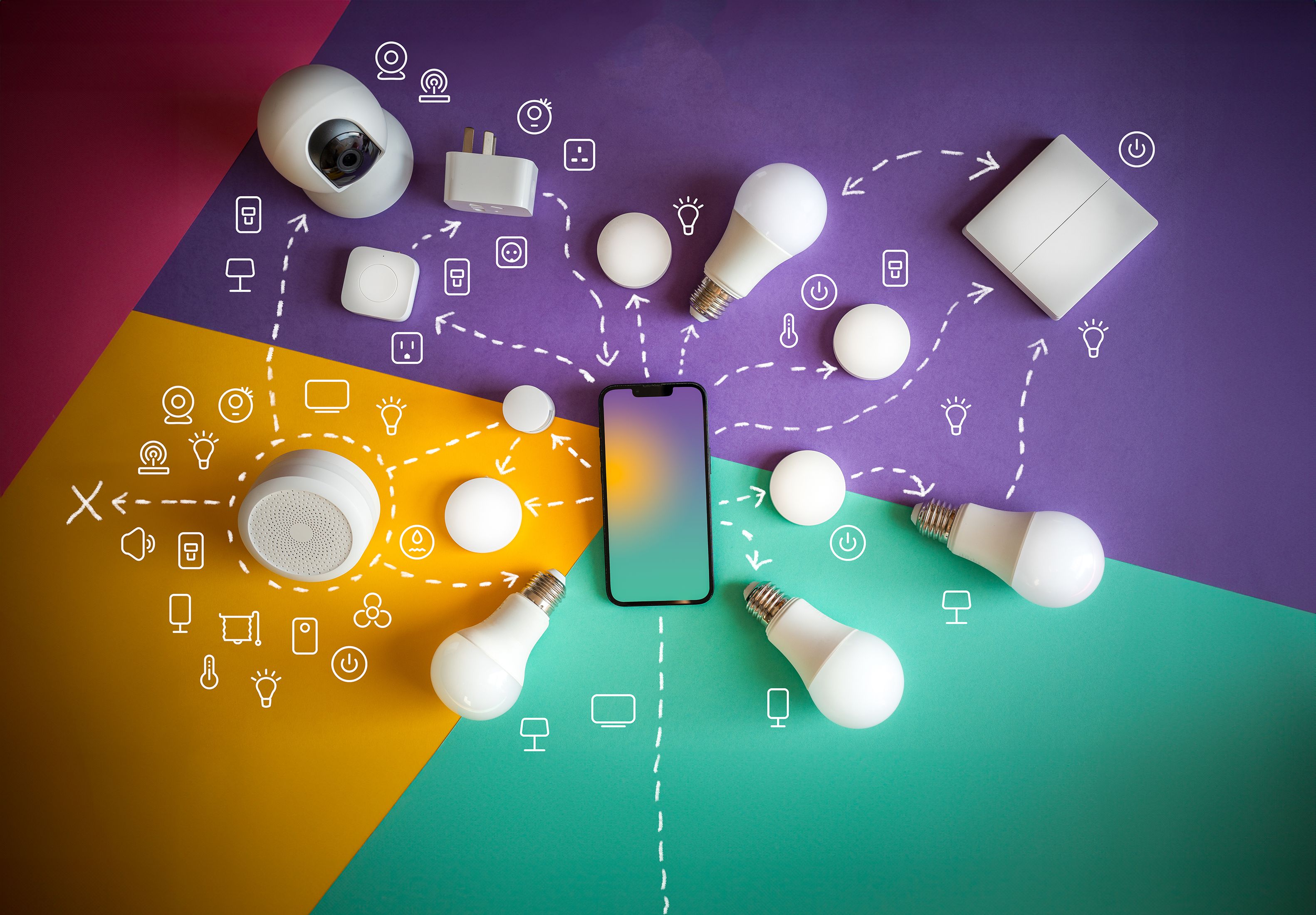 Connected home automation devices — lights, sensors, plugs and smart switches